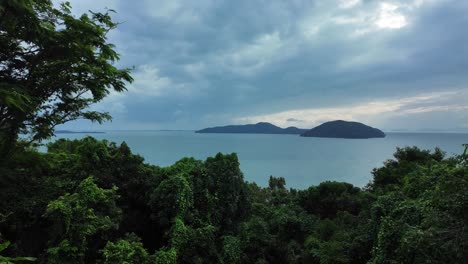 Gulf of Thailand viewpoint Koh Samui over tropical forest nature canopy Southeast Asia
