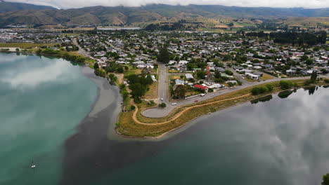 junction lookout and panorama of cromwell town, new zealand, aerial view