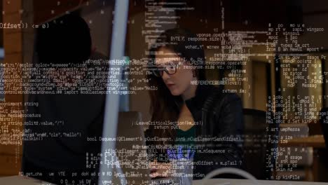 Data processing against woman using laptop