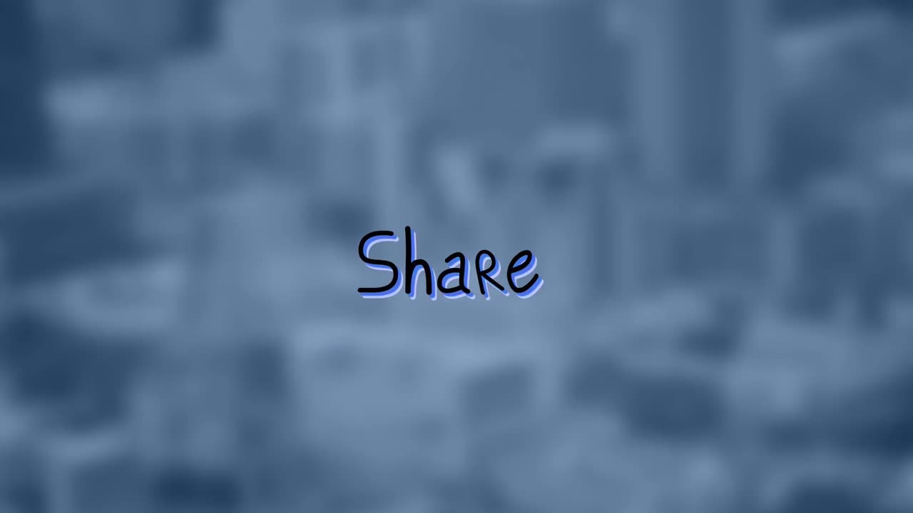 Animation of share text over cityscape