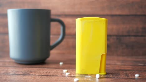 sugar substitute container and mug