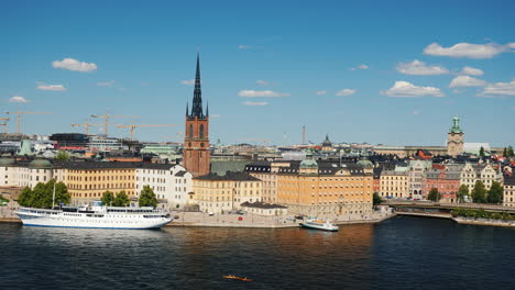 Panorama-Der-Stadt-Stockholm-Ein-Klarer-Sonniger-Tag-In-Der-Hauptstadt-Von-Schweden-4k-Video