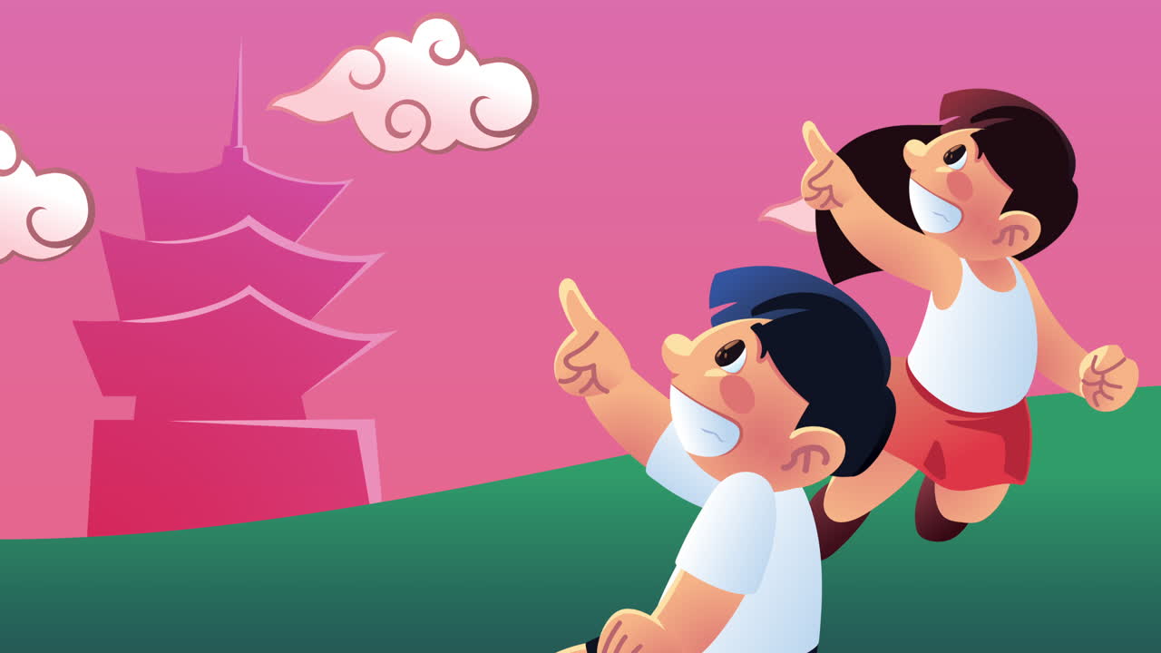 캠프에서 작은 아이들이 인스를 하고 있습니다.