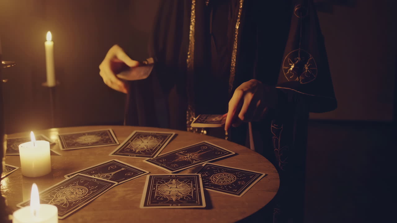 Tarot Reading in a Dimly Lit Room