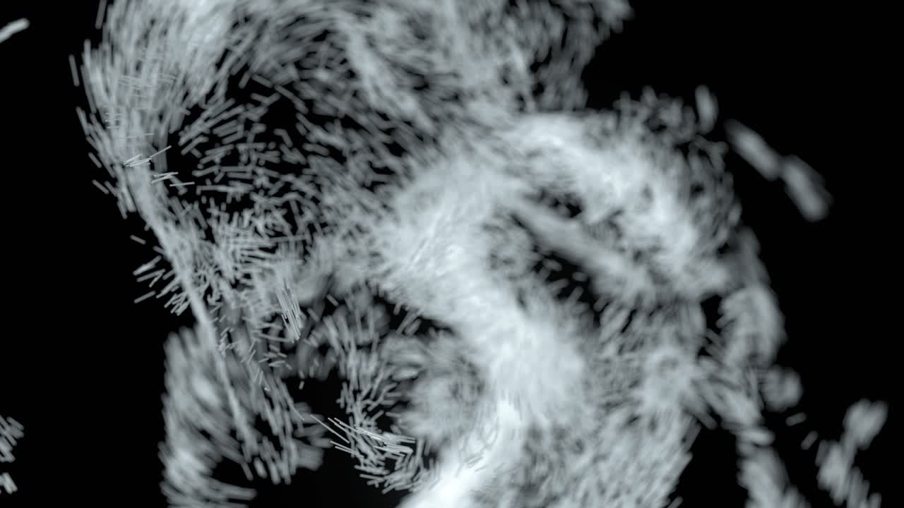 검은 바탕에서 움직이는 입자, 3d 렌더링