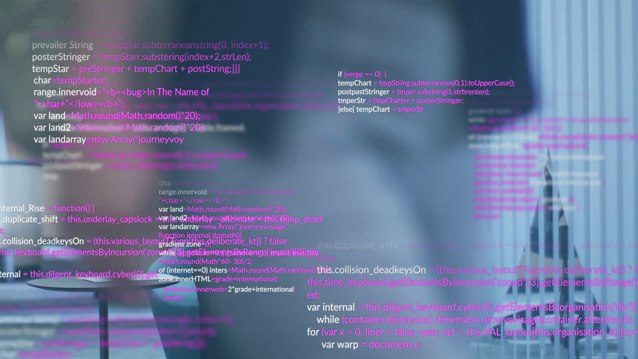 Animation of data processing over african american businessman using smartphone