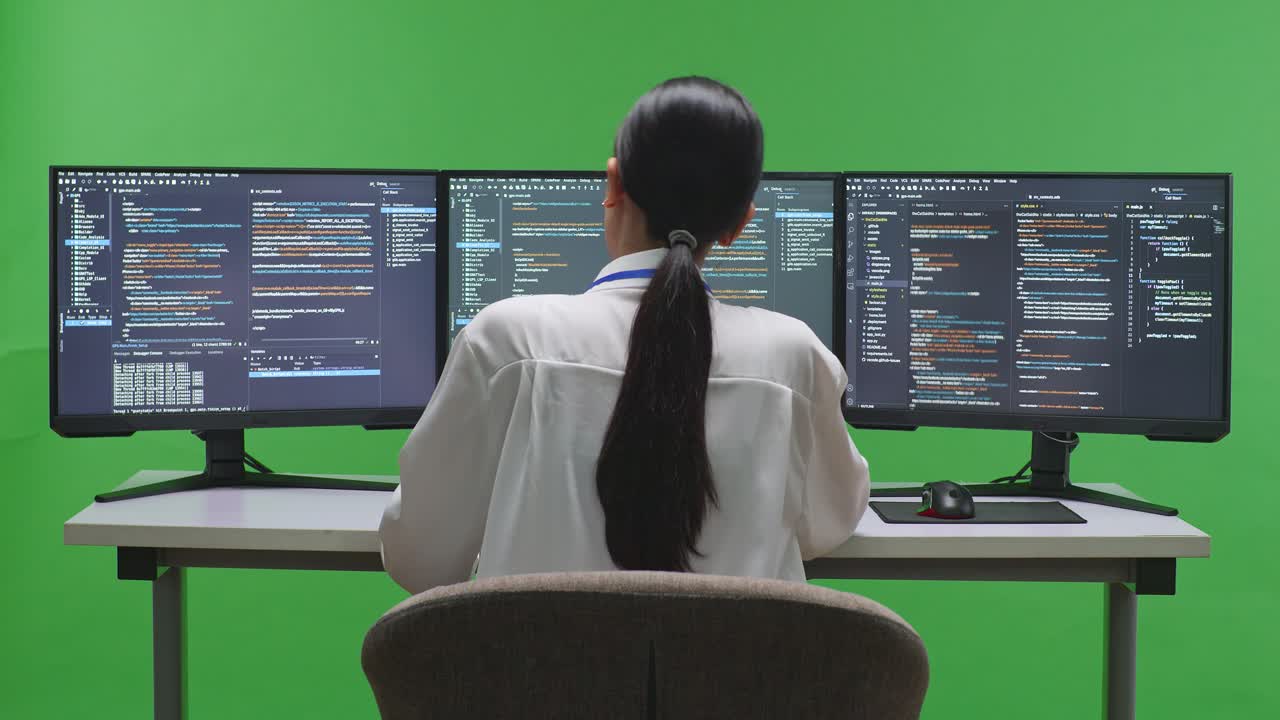 Woman Programmer Focused on Coding