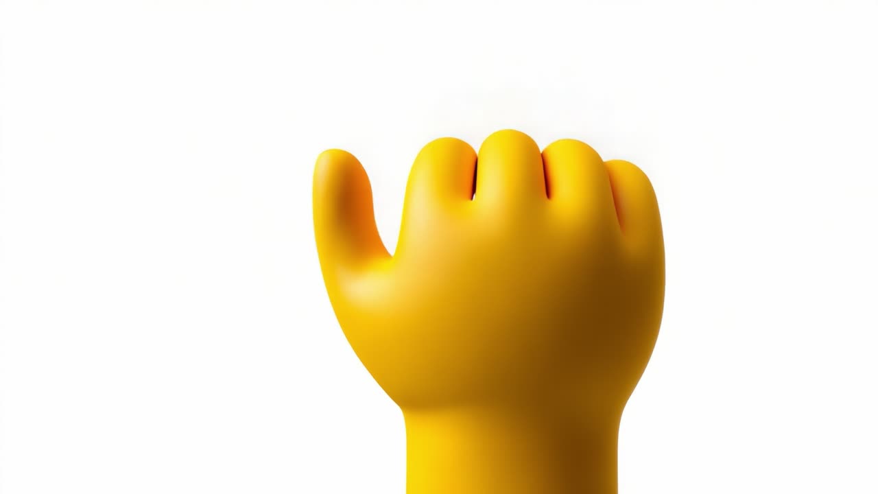 A Bright Yellow Hand Gesture Transition: From Fist to Open Hand in a Dynamic Display of Expression and Communication, Capturing the Essence of Interaction