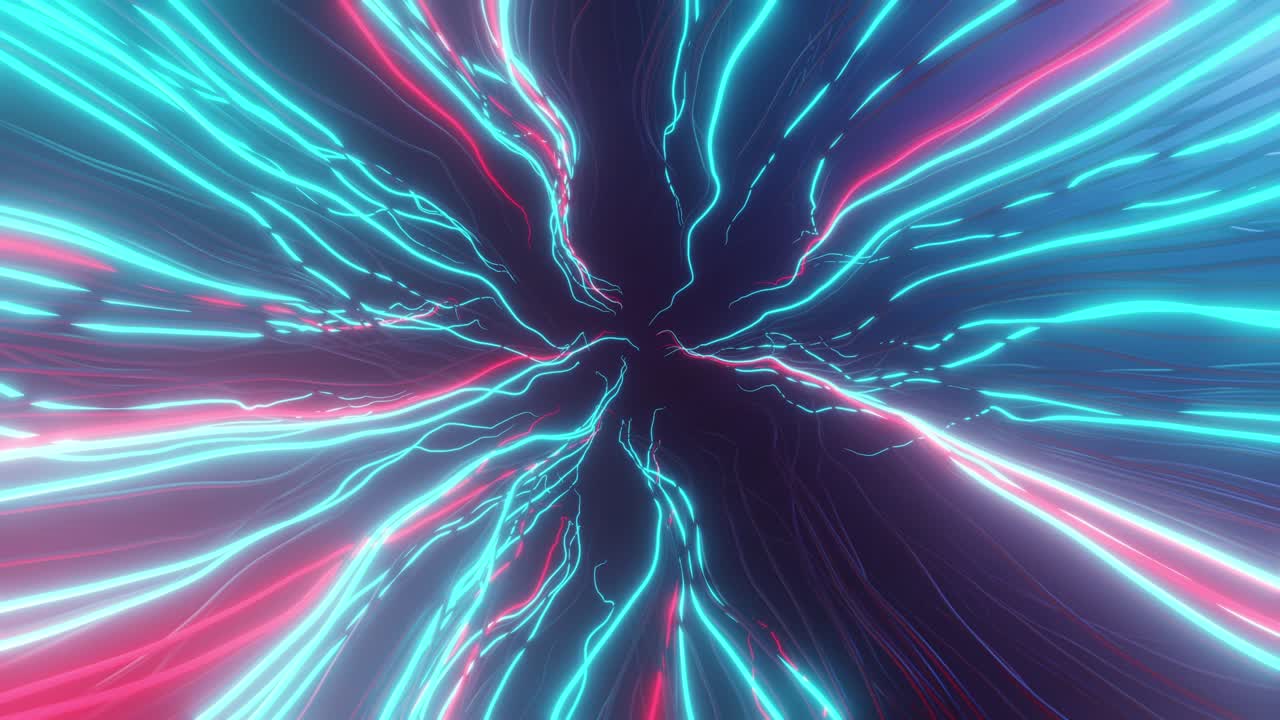 Red and blue neon lightning loop 3d animation. Gaming style background video