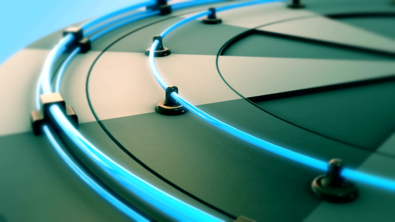 네온 조명과 함께 회전하는 표적 비디오 애니메이션 3d 루핑 추상적인 배경