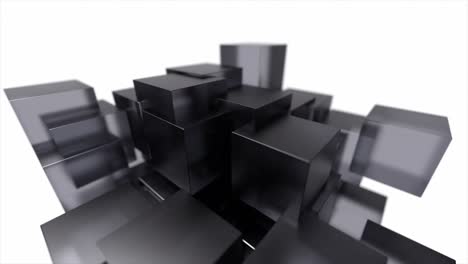 bloques de vidrio cubos flotantes entrelazados tecnología abstracta movimiento de fondo bucle 4k