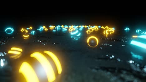 el plan de bucle vj con esfera de luz de neón. fondo fluorescente abstracto. fondo de neó. esferas de luz de neon. contorno de uv abstracto fondo 4k.