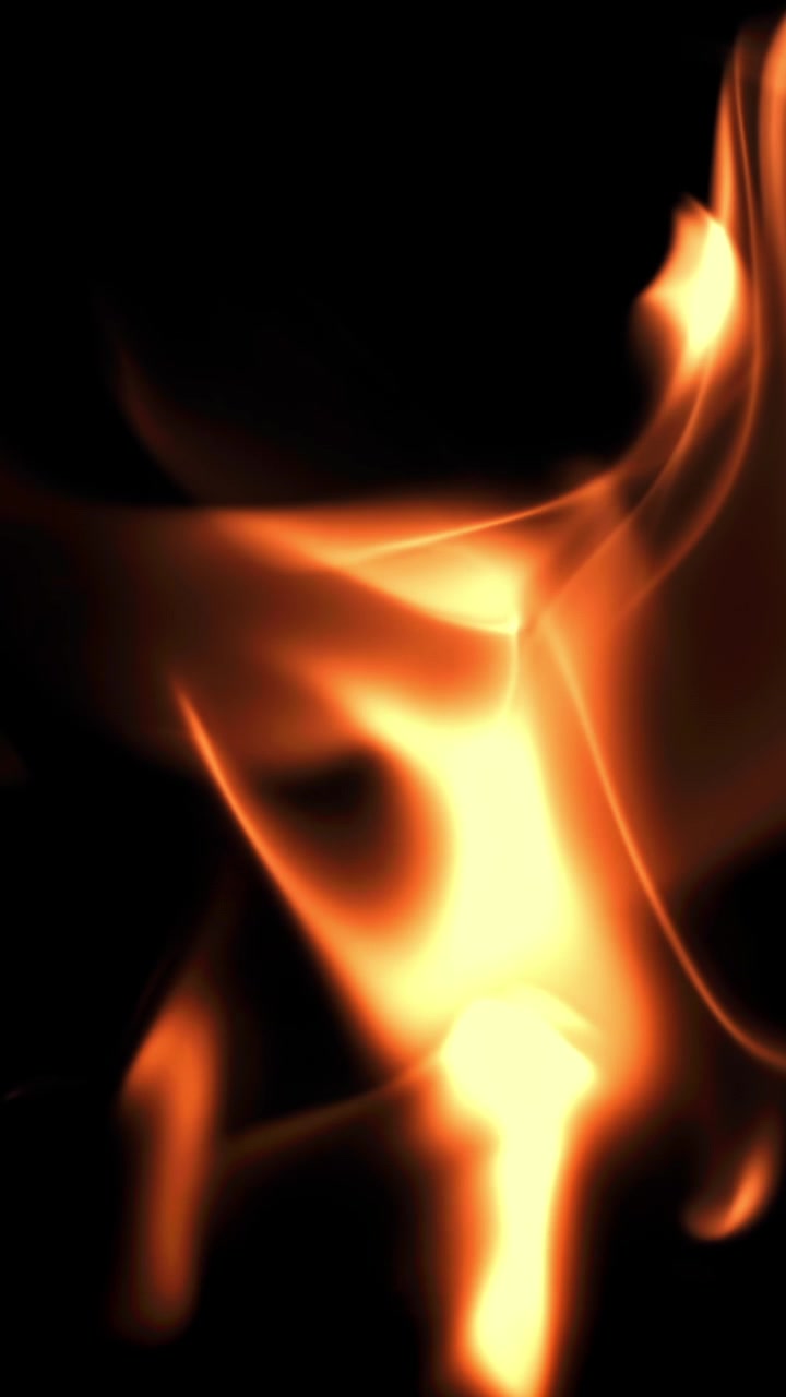 Abstract Slow Motion Fire Flames on Black Background