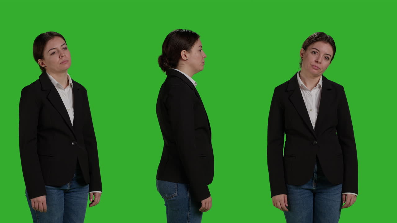 Businesswoman in studio shot on green screen