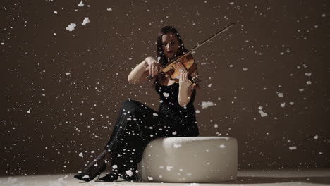 violinist in a winter wonderland