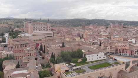 aerial view to toledo cathedral and the city, toledo, spain