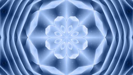 forma abstracta en 3d como una estrella o una flor, estructura simétrica de material de terciopelo azul negro intercalado con pañuelos, formas de cambios cíclicos suaves. fondo mate suave y elegante, animación suave.