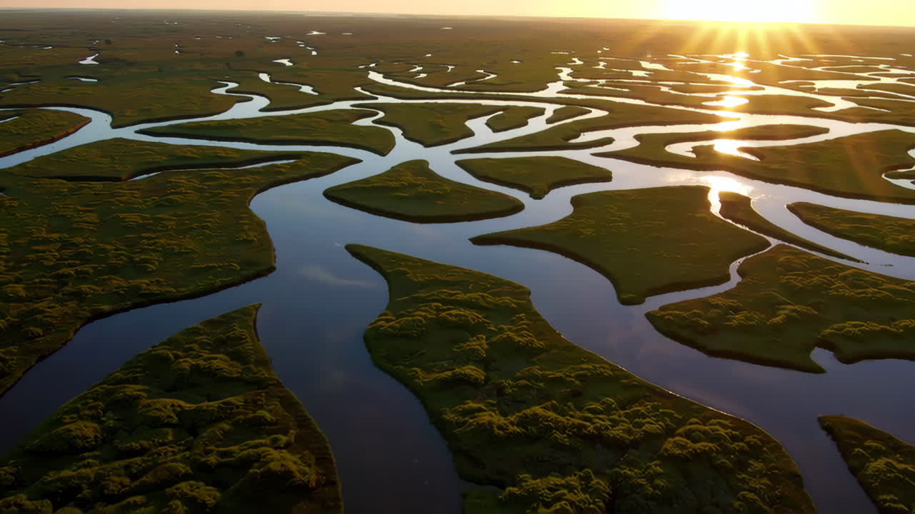 Sunrise over a Meandering Wetland Landscape
