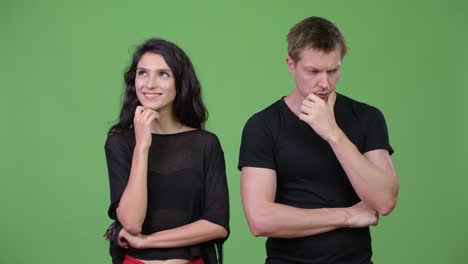 young couple thinking together