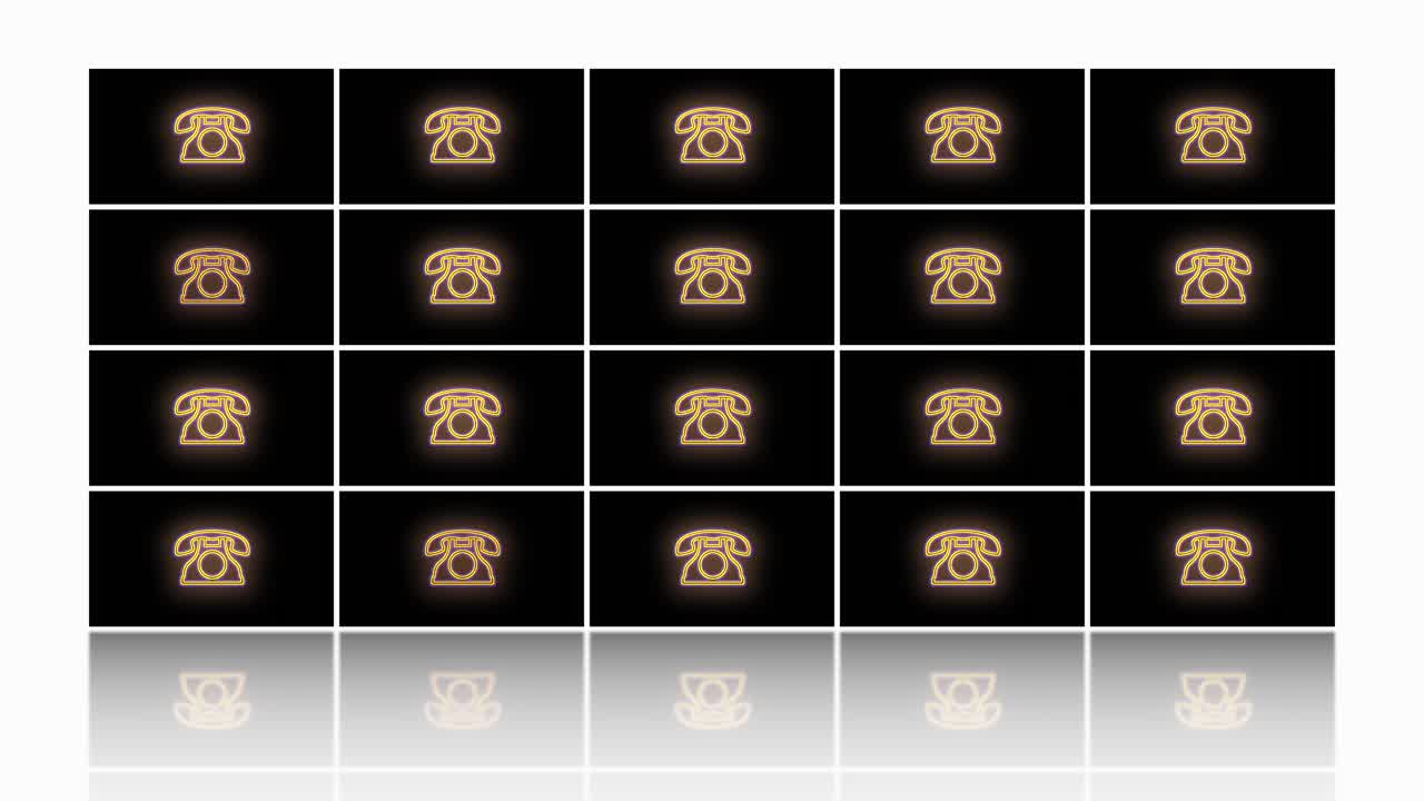 펄싱 네온 노란색 빛 7 빈티지 전화 패턴