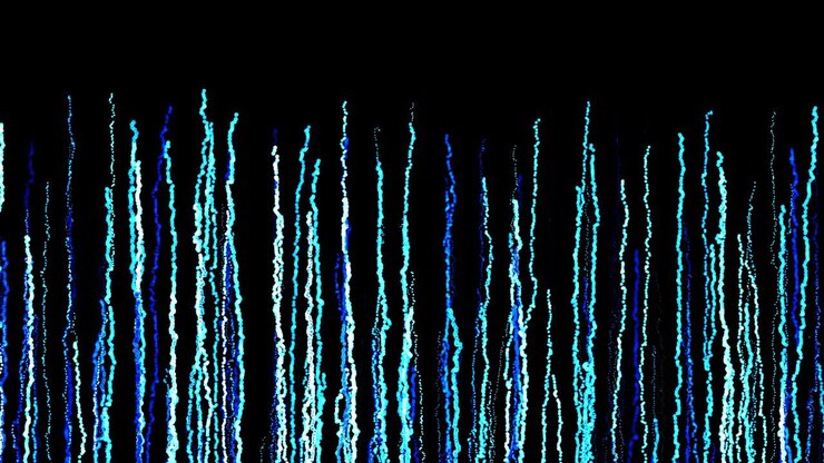 Abstract creative looped bg with curled lines like blue trails on surface. Lines form swirling pattern like curle noise. Abstract 3d looping flowing animation as bright creative festive bg