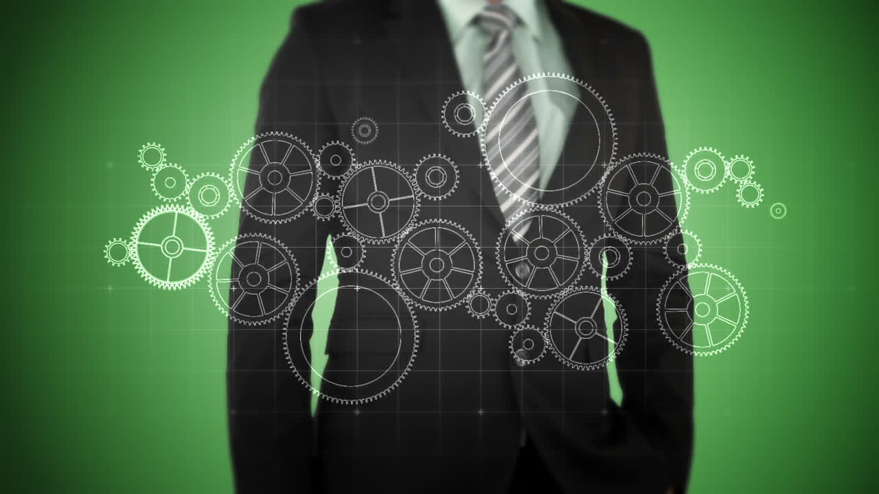 бизнесмен нажимает на сенсорный экран