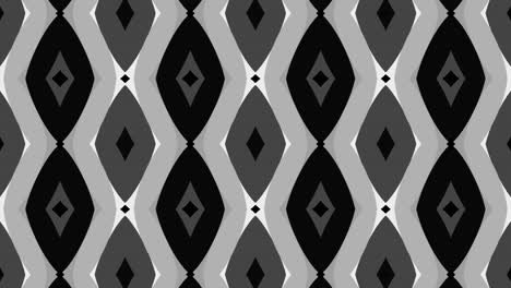 patrón gráfico en blanco y negro con efecto estroboscópico e hipnótico, mientras aumenta en tamaño y luego lo reduce.