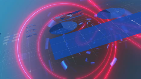 glowing tunnel moving against financial data processing