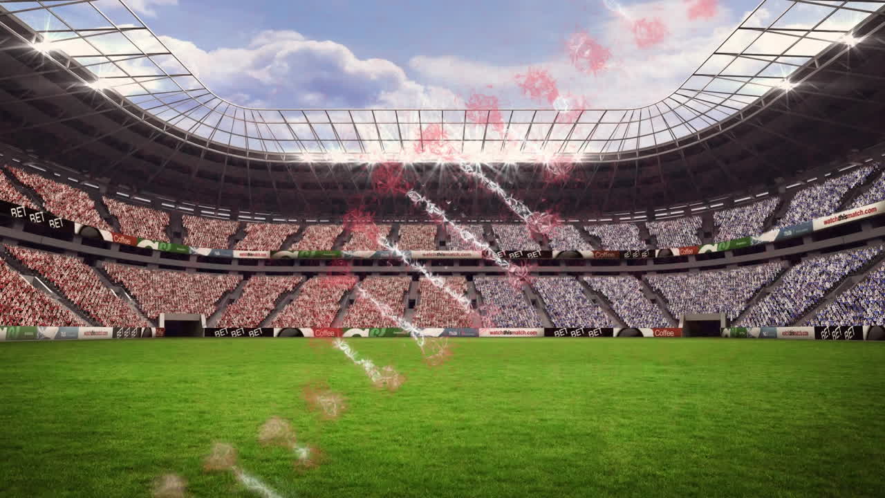 animación de la cadena de adn sobre el estadio deportivo