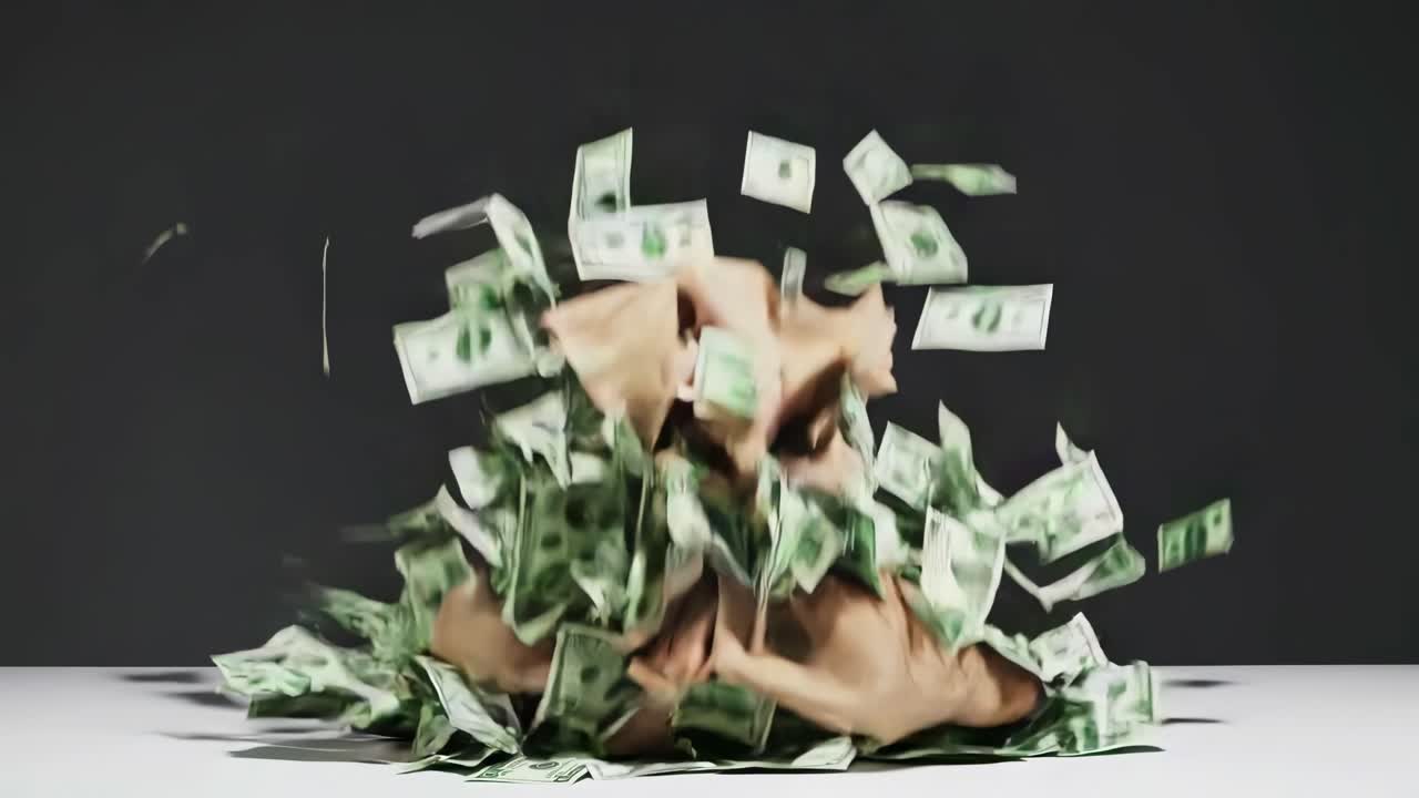 달러가 떨어지는 돈 가방