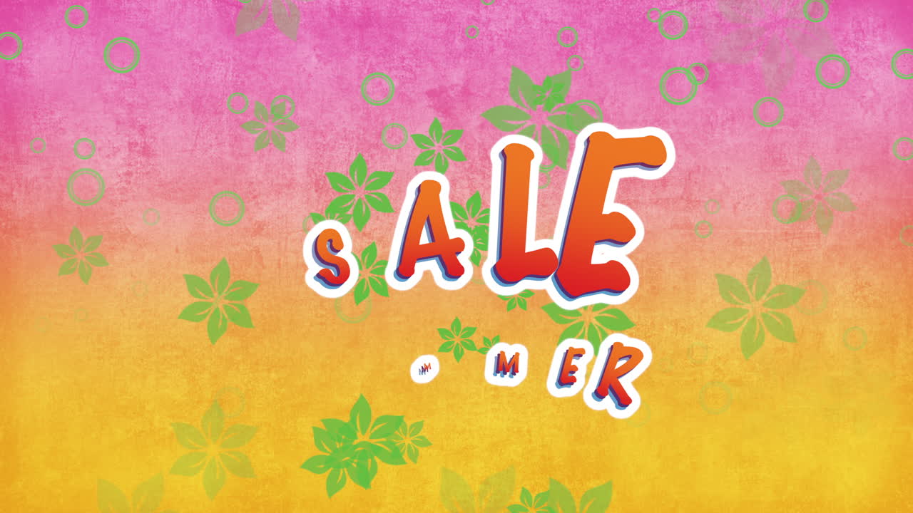 그라데이션 텍스처에 파리 꽃과 글리터가 있는 여름 세일