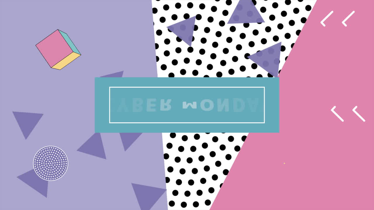 lunes cibernético con triángulos de memphis y formas de ondas