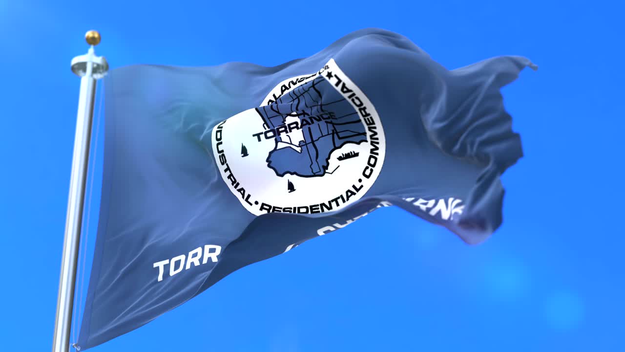 bandera de torrance, ciudad de california en los estados unidos de américa - bucle