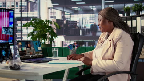 businesswoman in video conference