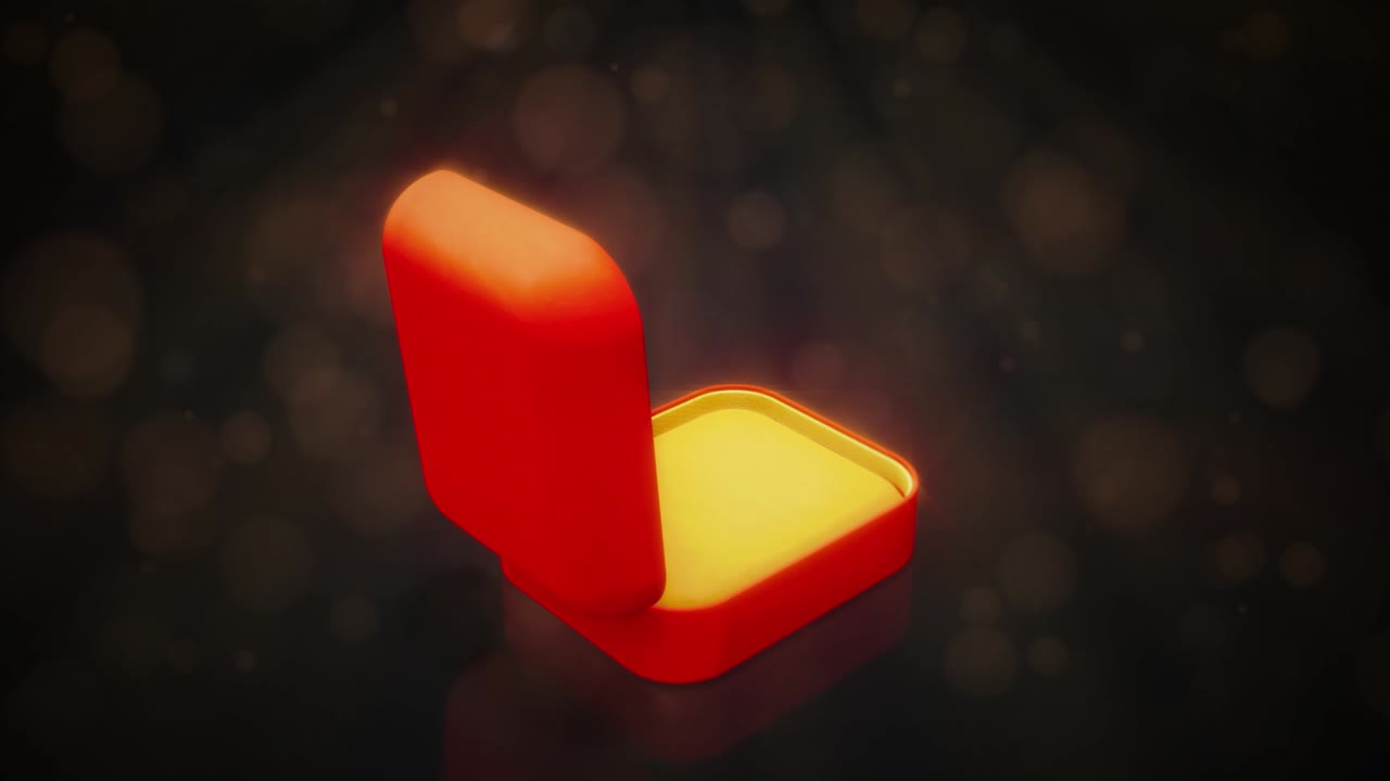 rojo y oro abierto joyería presente girar - video de bucle