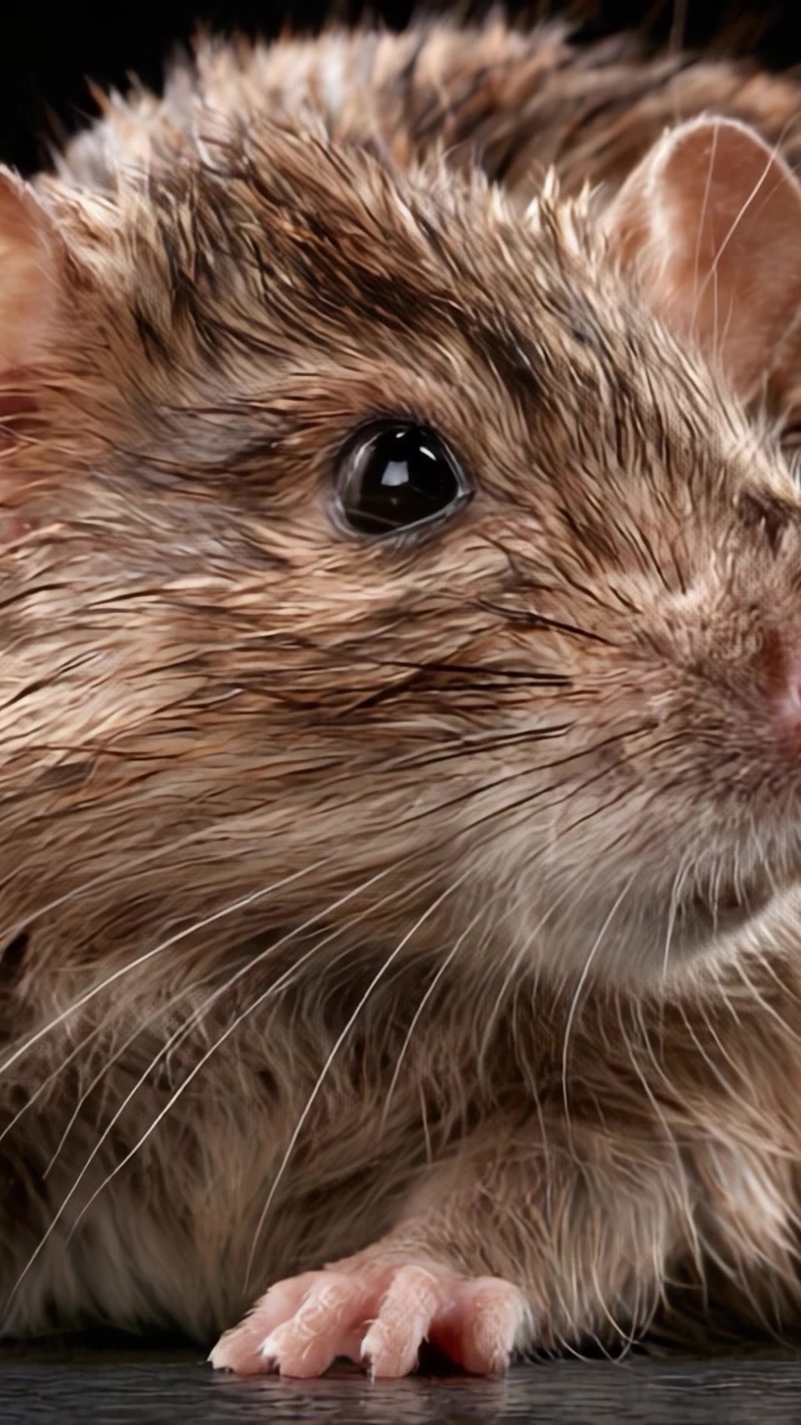 Primo Piano Dettagliato di un Piccolo Roditore, che Mostra le Sue Caratteristiche e Texture Uniche in una Prospettiva Macro Accattivante, Perfetto per gli Appassionati di Natura e gli Amanti degli Animali