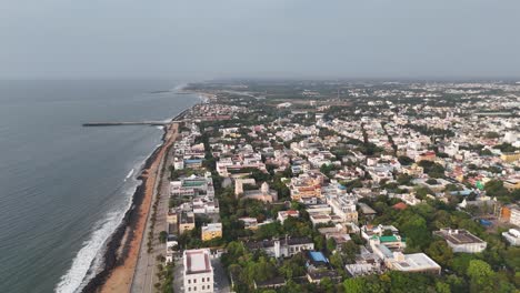 peaceful morning view of the bay of bengal waves gently hitting the rocky coastline