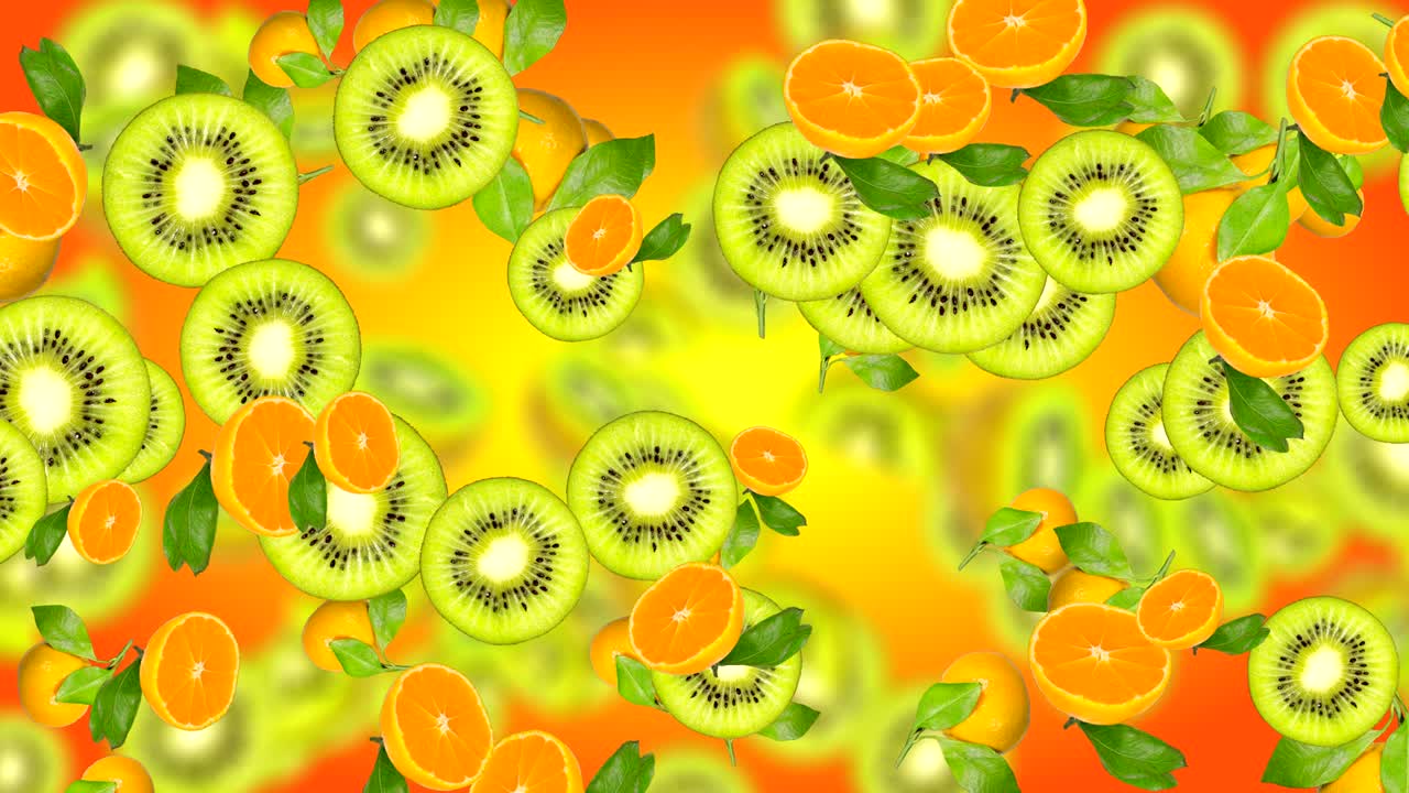 과일과 함께 추상적인 애니메이션 배경