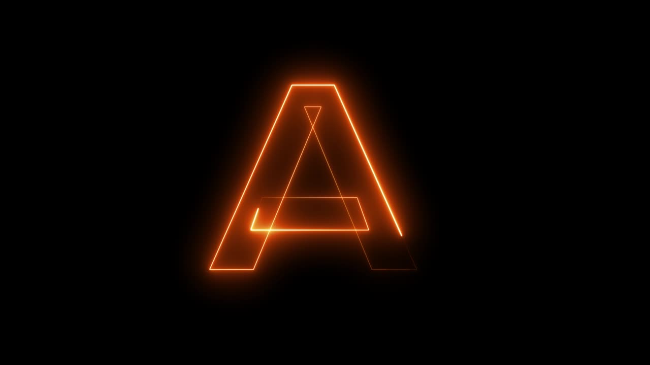 Animazione neon senza soluzione di continuità della Lettera A. Sfondo video 4K