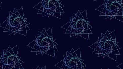 patrón de triángulos futuristas del arco iris con puntos y líneas de neón