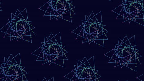 rainbow futuristic triangles pattern with neon dots and lines