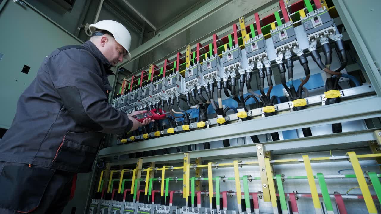 проверка уровней рабочего напряжения в отделении распределительного устройства солнечной панели