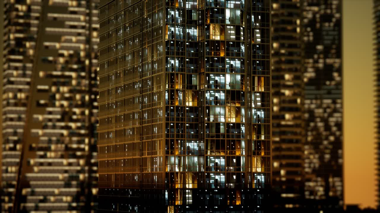 rascacielos en el barrio de negocios por la noche