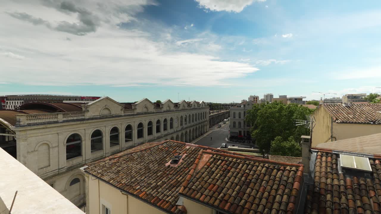 N&icirc;mes train station, view from the terraces of the youth hostel