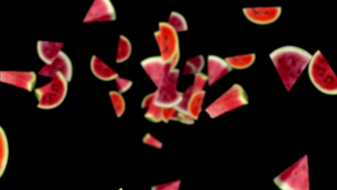 Falling WATERMELONS Background, Loop, with Alpha Channel