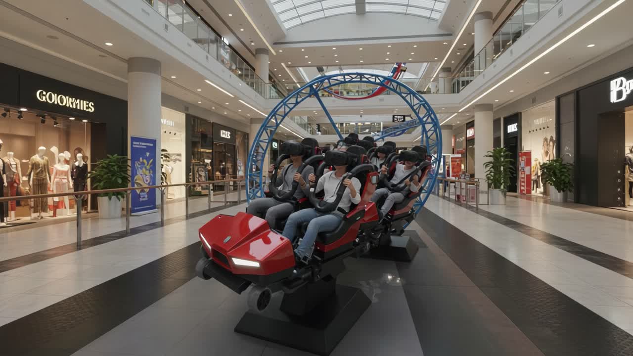 Exciting Roller Coaster Experience in a Shopping Mall: A Thrilling Indoor Ride Captivating Adventurers in a Modern Retail Environment