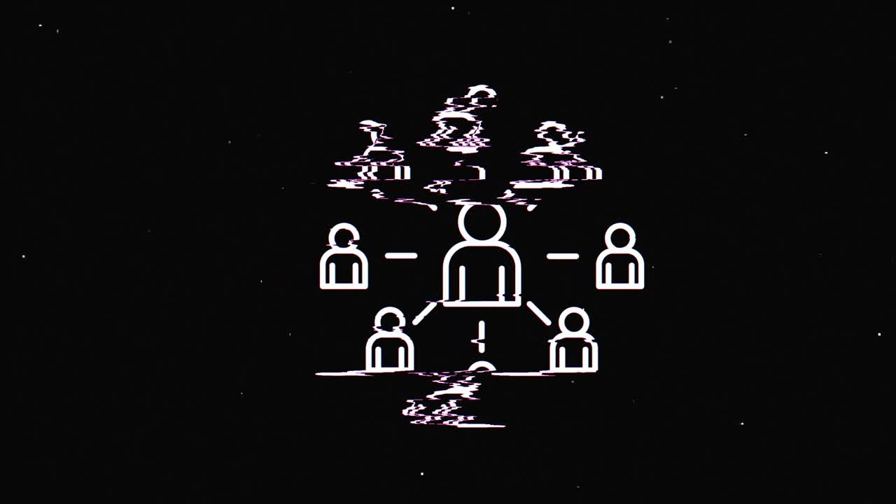 디지털 오래된 tv 스크린의 홀로그램 상징, 없는 루프 고장 애니메이션, 심장, 역동적인 레트로 및 즐거운, 다채롭고 빈티지 비디오 영상.