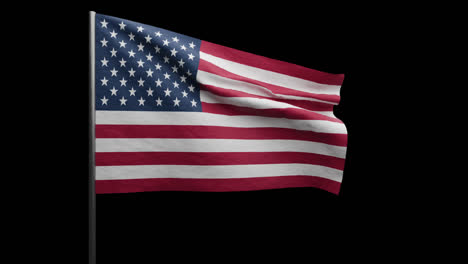 waving american flag motion graphics on alpha transparent background