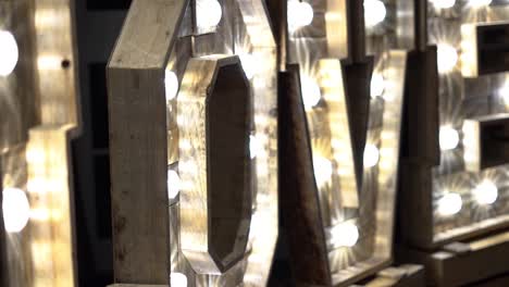 wedding letters with white lights spelling the word love as decoration