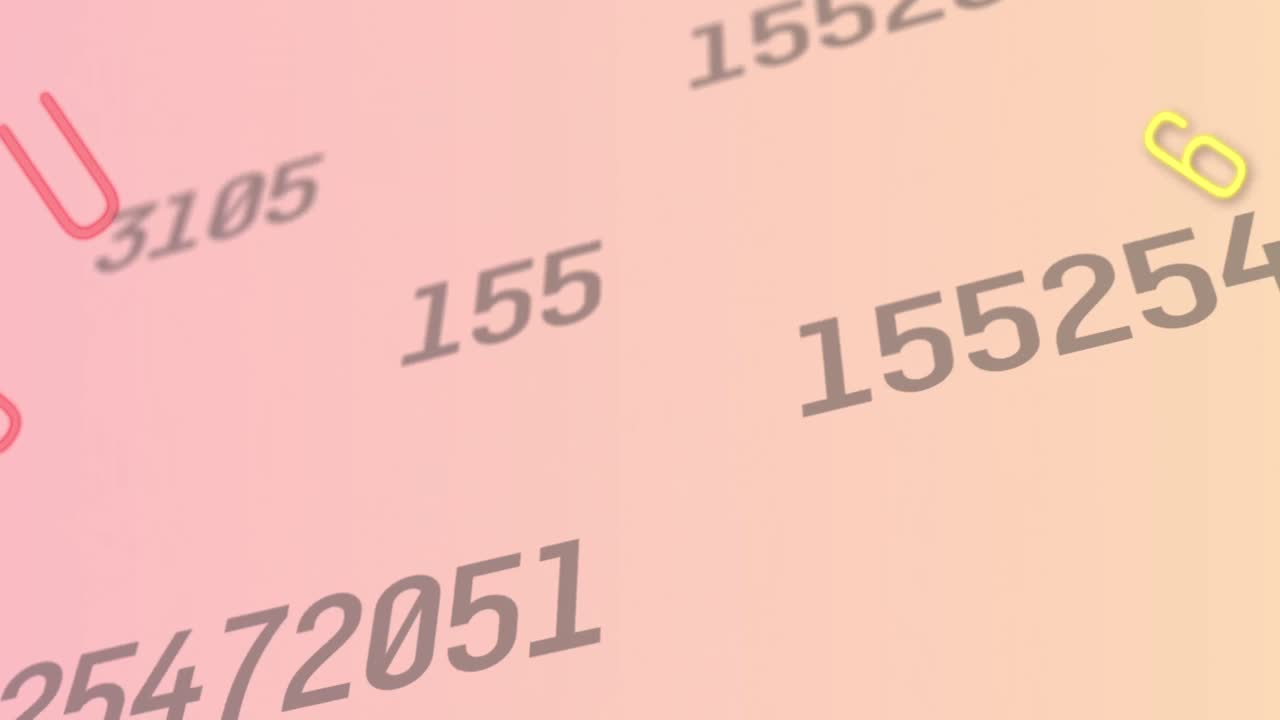 animación de letras y números en fondo naranja